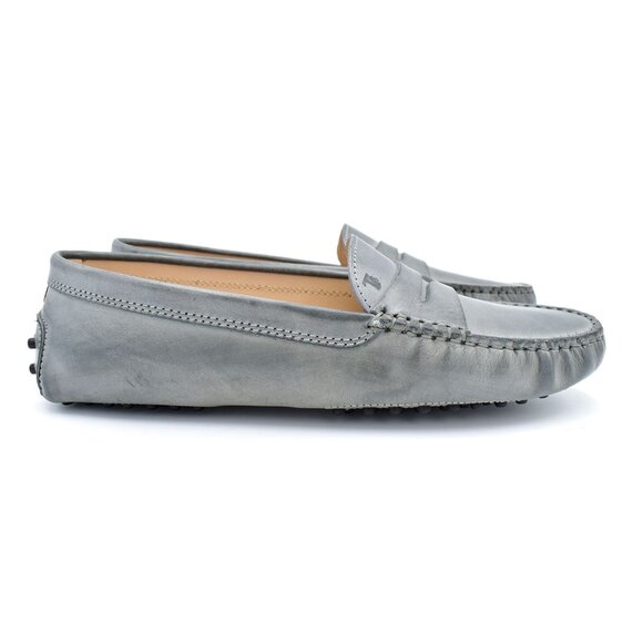 *New in Box!* Tod's Gommino Leather Driving Shoes Loafers in Gray sz 40/10 - Picture 2 of 7